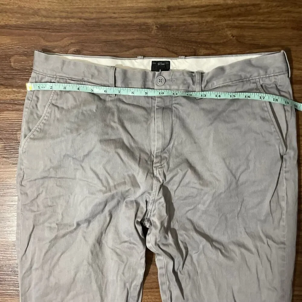 J.Crew Chino Pants Flat Front 770 Straight Cotton Gray Mens Size 36x32